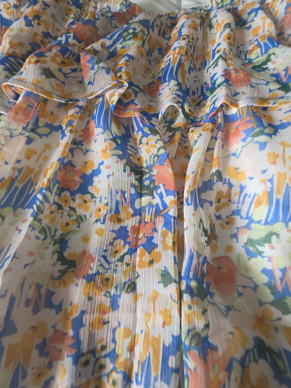 Floral Ruffle Mini Skirt in Yellow, Blue & White - Picture 3 of 4